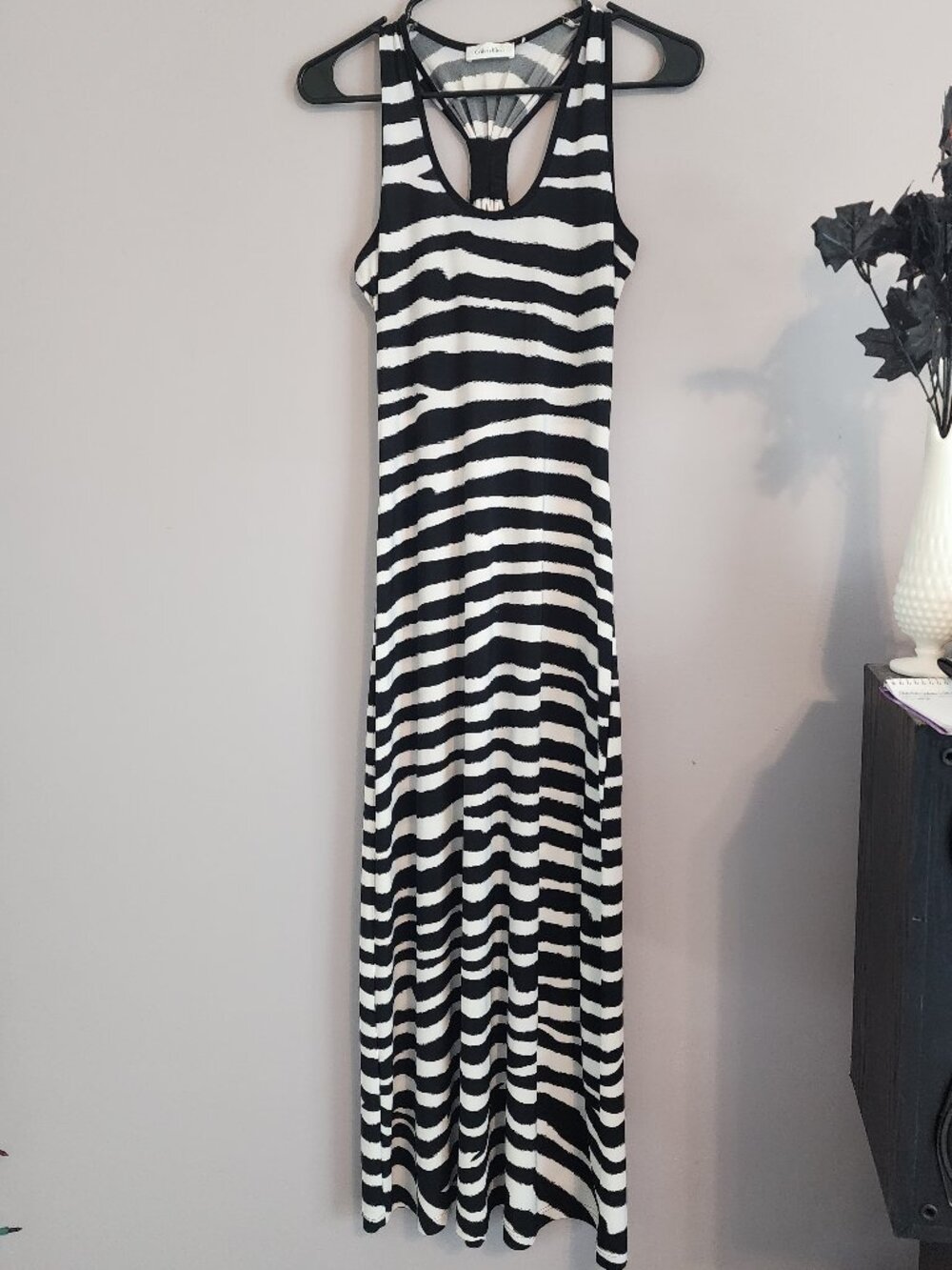 Calvin Klein Black and White Razorback Dress Size 2